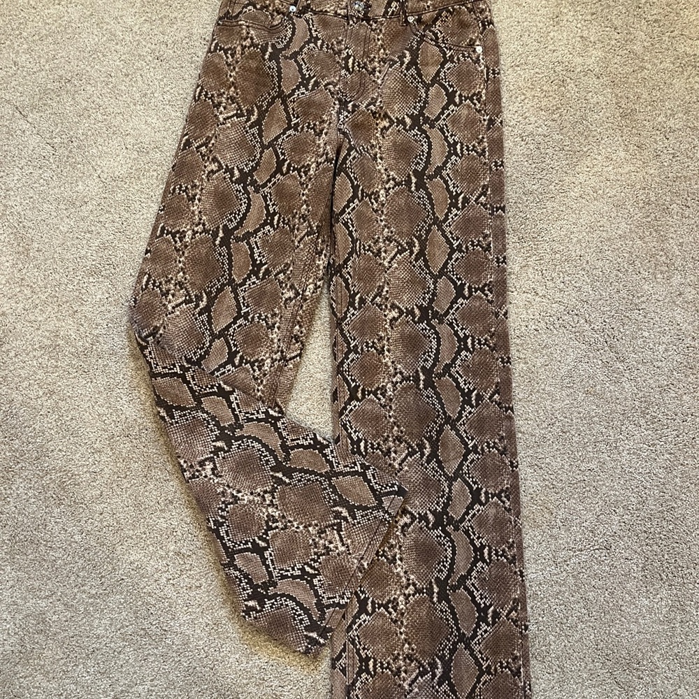 Wide Leg Brown Snakeskin Pattern Pants Hi Waisted by Divided Womens Size 6